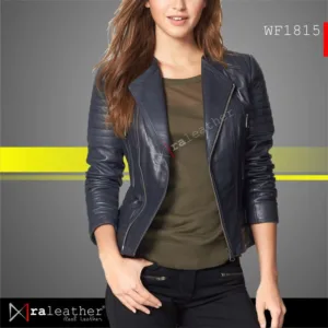 Slim fit women leather jacket WF1815 edgy stylish design