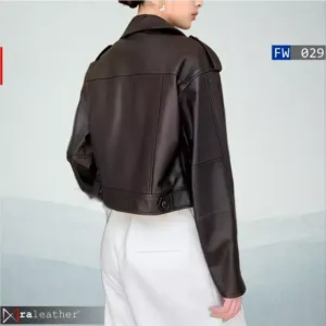 Stylish women biker chic cropped leather jacket FW029 RA Leather Garut