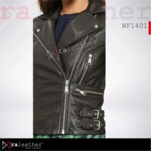 elegant women leather jacket modern fit stylish fashion design detail1