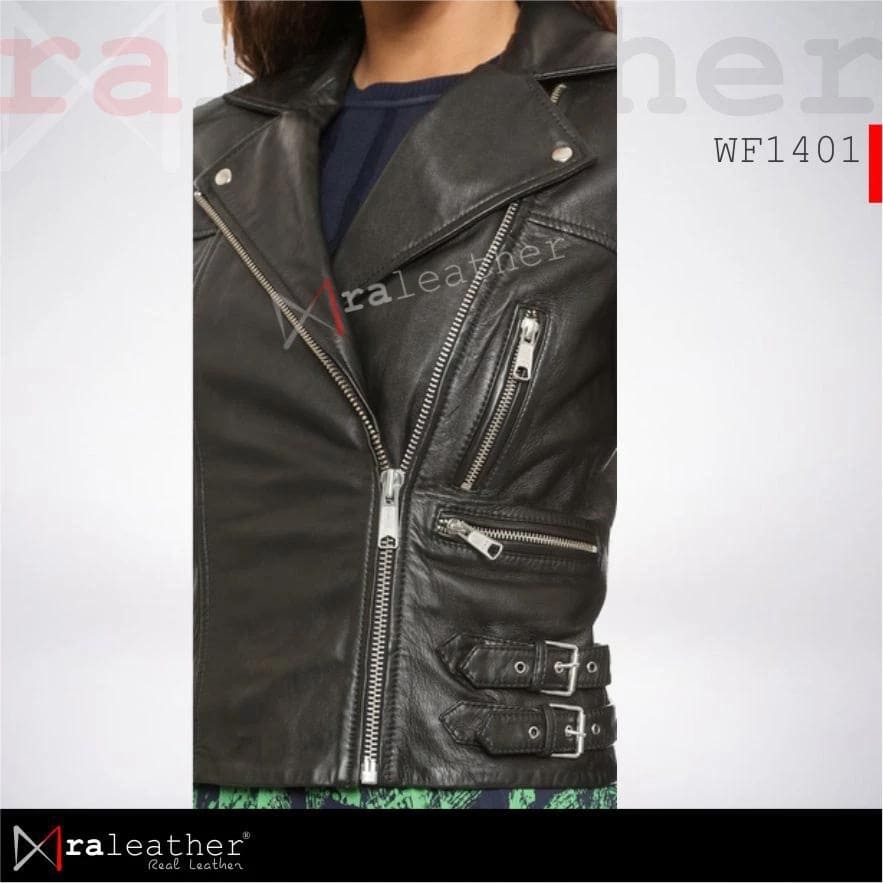 Women’s Leather Jacket WF1401 – Genuine Sheepskin RA Leather Garut elegant women leather jacket modern fit stylish fashion design detail1
