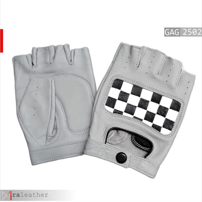 breathable-riding-gloves-gac2502-leather-sport-style.jpg Black half-finger leather motorcycle gloves RA Leather GAC2502 for riding and daily use
