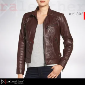 Women’s genuine sheepskin leather jacket RA Leather WF1806 front view