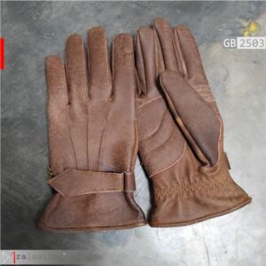 Premium vintage brown full-finger leather gloves RA Leather GB2503 for motorcycle riding