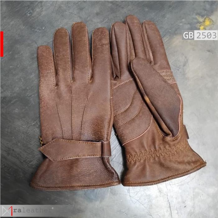 classic-brown-leather-motorcycle-riding-gloves-gb2503.jpg Premium vintage brown full-finger leather gloves RA Leather GB2503 for motorcycle riding