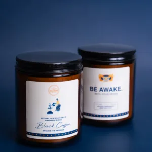 Coffee candle aromatherapy with Black Coffee and Vanilla scent, handmade Bali candle for home relaxation and cozy café atmosphere