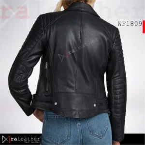 Women’s biker leather jacket RA Leather WF1809 street style front view
