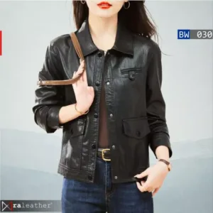 Premium women’s sheepskin leather jacket RA Leather BW030 elegant semi formal design