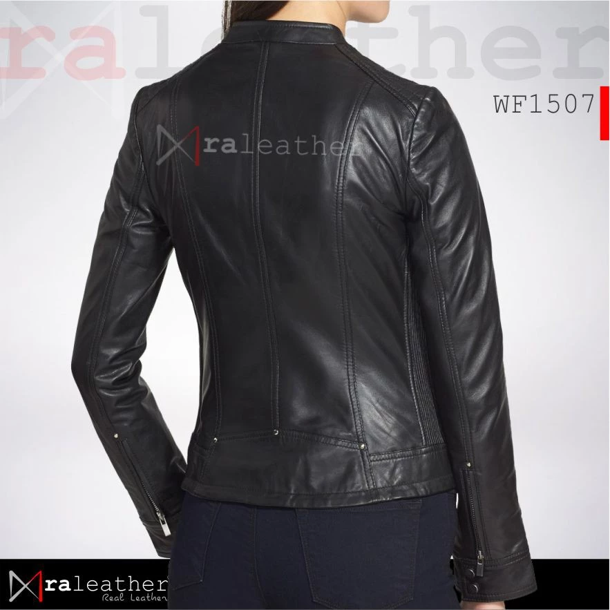 elegant-slim-fit-women-leather-jacket-wf1507.jpg Premium women’s sheepskin leather jacket RA Leather WF1507 slim fit elegant design