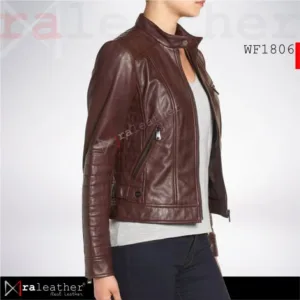 Casual slim fit black leather jacket for women everyday wear style