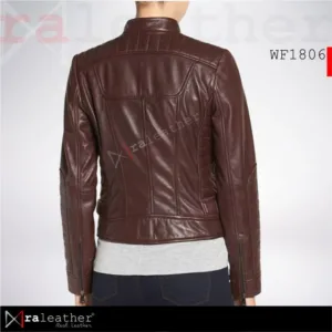Comfortable women leather jacket with soft premium finish and modern design