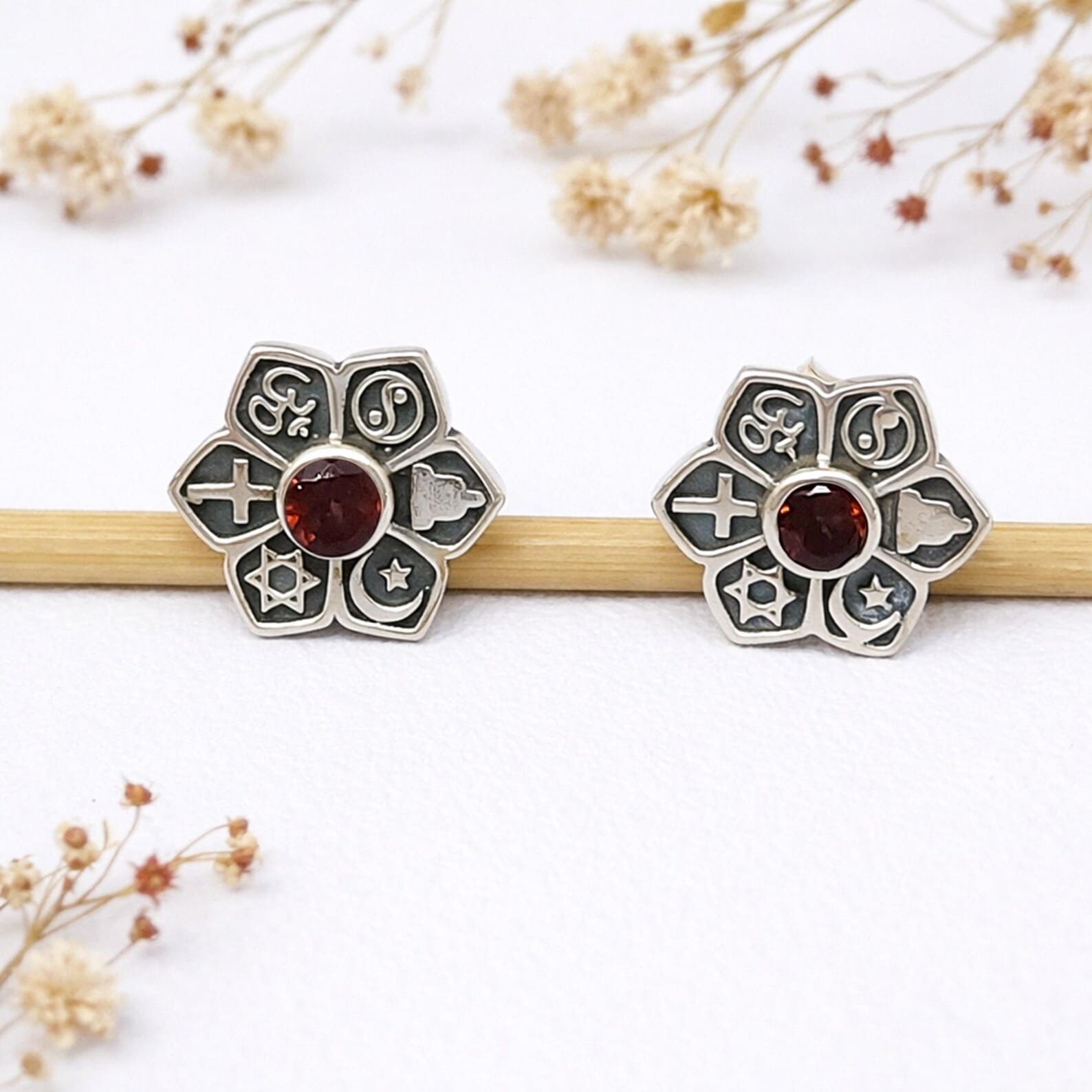 handmade-silver-mandala-earrings-packaging1.jpg Handmade sterling silver mandala stud earrings inspired by sacred geometry
