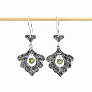 Lightweight handmade silver peacock earrings for women