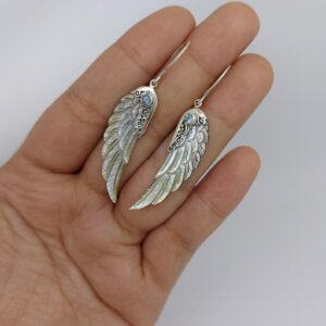 Lightweight handmade silver wing earrings for women