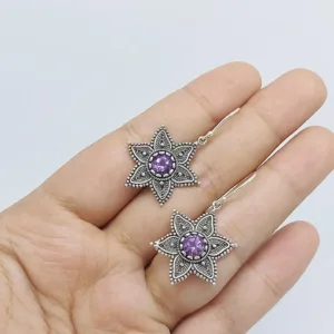 Traditional Balinese inspired silver flower earrings