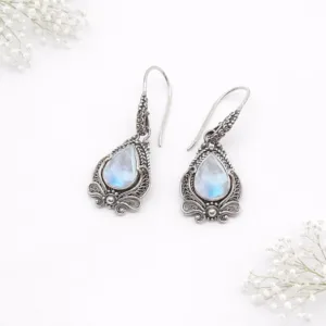 Elegant artisan sterling silver earrings with colorful gemstones