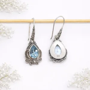 Lightweight handmade silver gemstone earrings for women