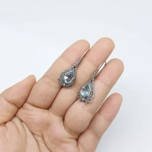 Bohemian vintage style dangle earrings with natural stones