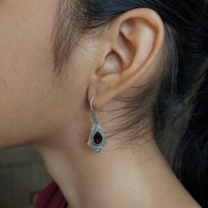 Boho vintage inspired dangle earrings with natural stone