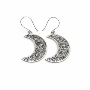 Sterling silver handmade moon earrings for women