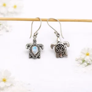 Handmade sterling silver sea turtle earrings inspired by ocean life
