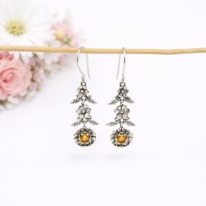 Handmade sterling silver flower garden earrings inspired by nature