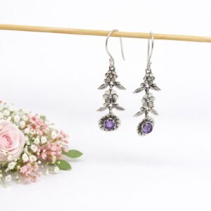 Boho style flower earrings in sterling silver