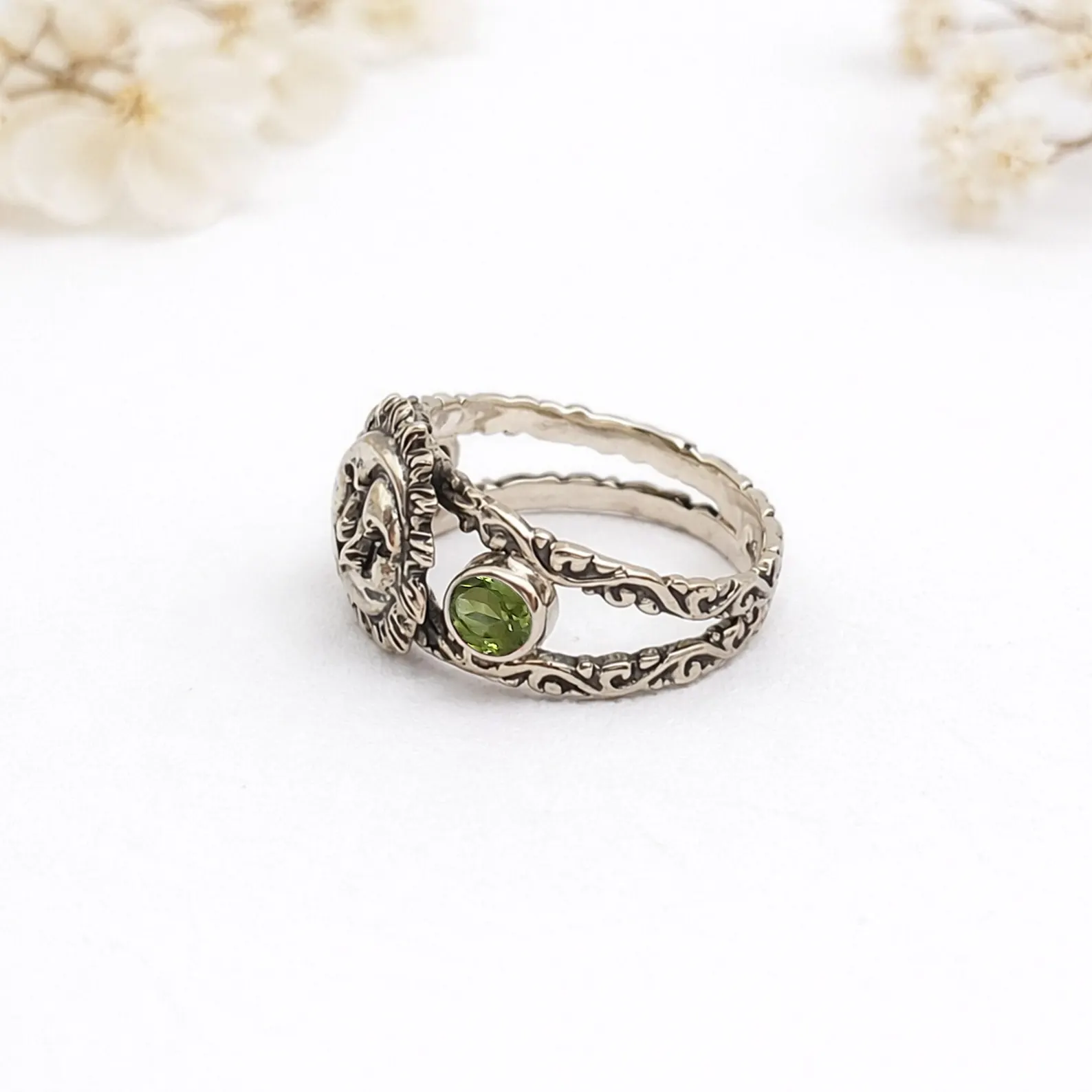 Sterling Silver Sun Moon Ring Hero Shot Handmade Bali silver cosmic ring premium artisan craftsmanship detail
