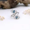 Detailed floral lotus engraving sterling silver ring macro shot