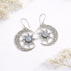 Symbolic moon and sun earrings handcrafted in Bali style