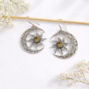 Minimalist celestial earrings in sterling silver