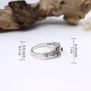 Statement filigree silver ring for women close-up macro detail