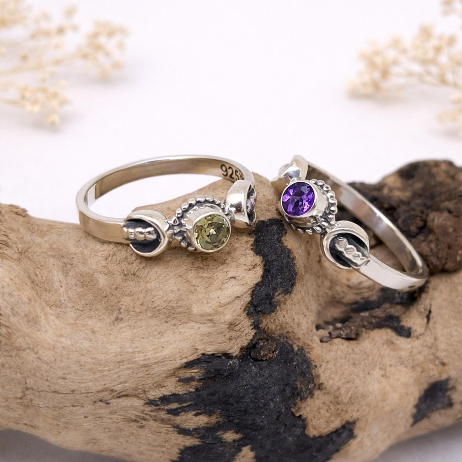 Sterling Silver Celestial Ring Moon Star Hero Shot
