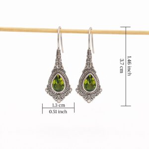 Handmade sterling silver teardrop gemstone dangle earrings vintage style