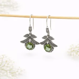 Boho nature inspired leaf earrings in sterling silver