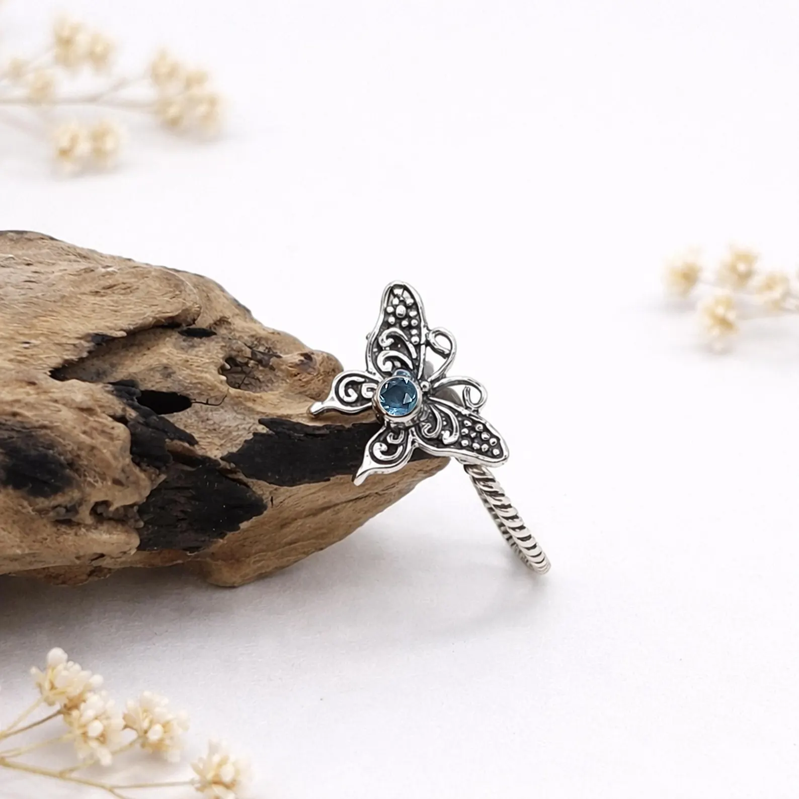 Handmade Bali Butterfly Silver Ring On Hand Handmade Bali silver butterfly ring premium craftsmanship detail