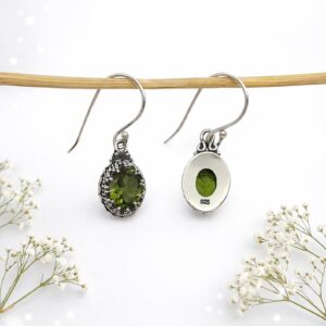 Handmade sterling silver oval dangle earrings minimalist design