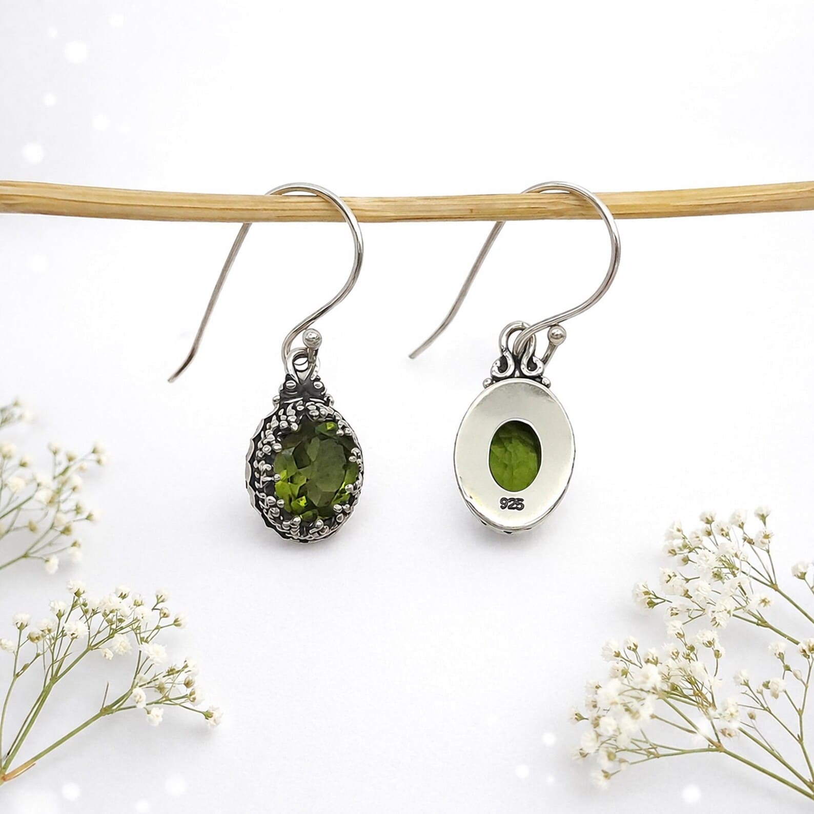 Handmade Boho Oval Earrings Detail Handmade sterling silver oval dangle earrings minimalist design