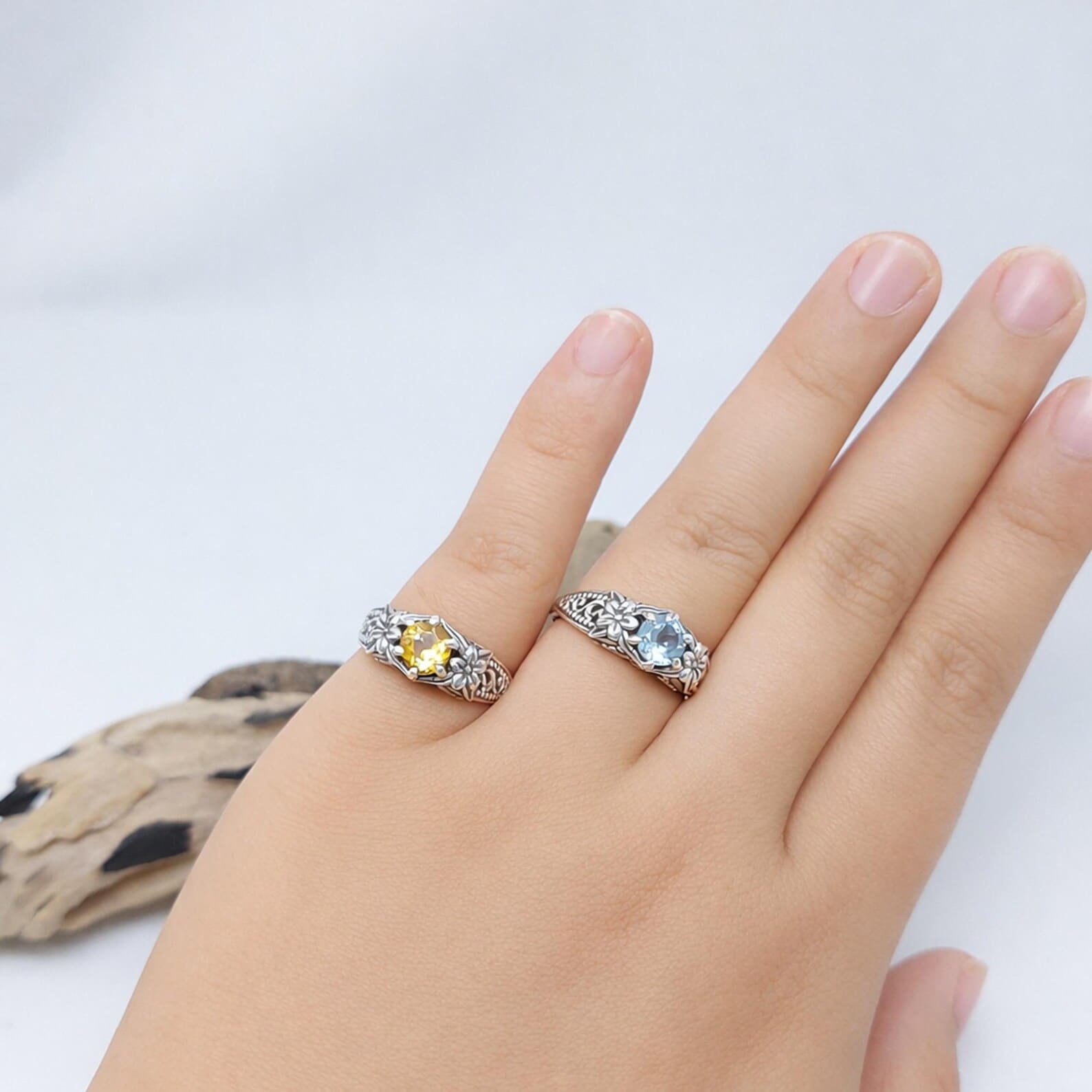 Boho Floral Silver Ring Flat Lay Elegant Style Statement silver frangipani ring handmade artisan craftsmanship