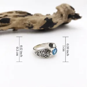 Floral pattern sterling silver ring handcrafted artisan jewelry detail