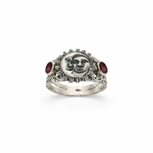 Statement sterling silver celestial ring for women close-up detail
