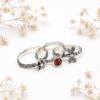 Handmade 925 sterling silver stackable ring set with frangipani flower and dragonfly designs