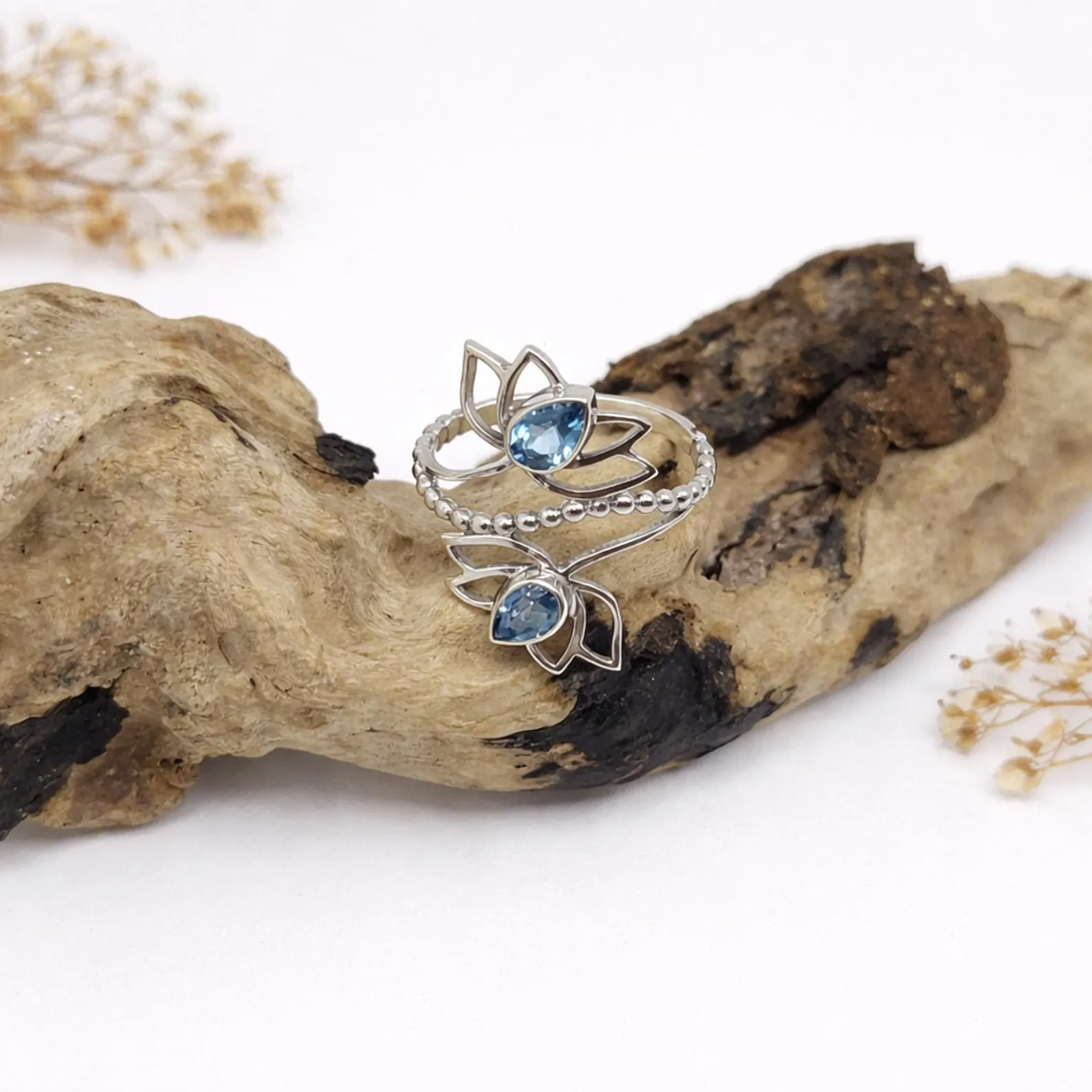 Artisan Handmade Silver Lotus Ring Detail Shot Nature inspired lotus flower ring handcrafted Bali artisan jewelry