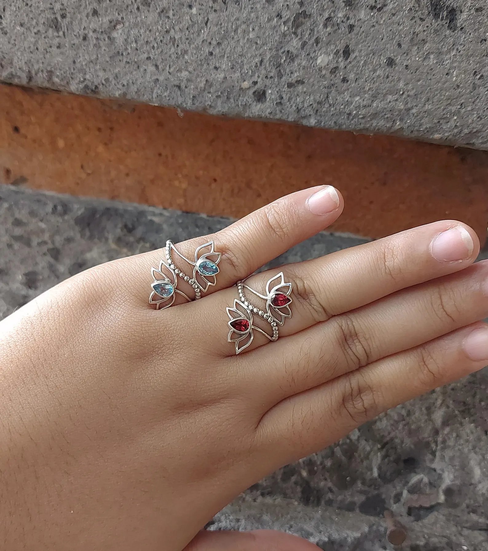 925 Sterling Silver Floral Ring Premium Showcase Handmade 925 sterling silver lotus flower ring with elegant boho design