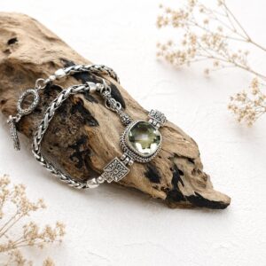 Sterling silver bracelet clasp detail close-up shot