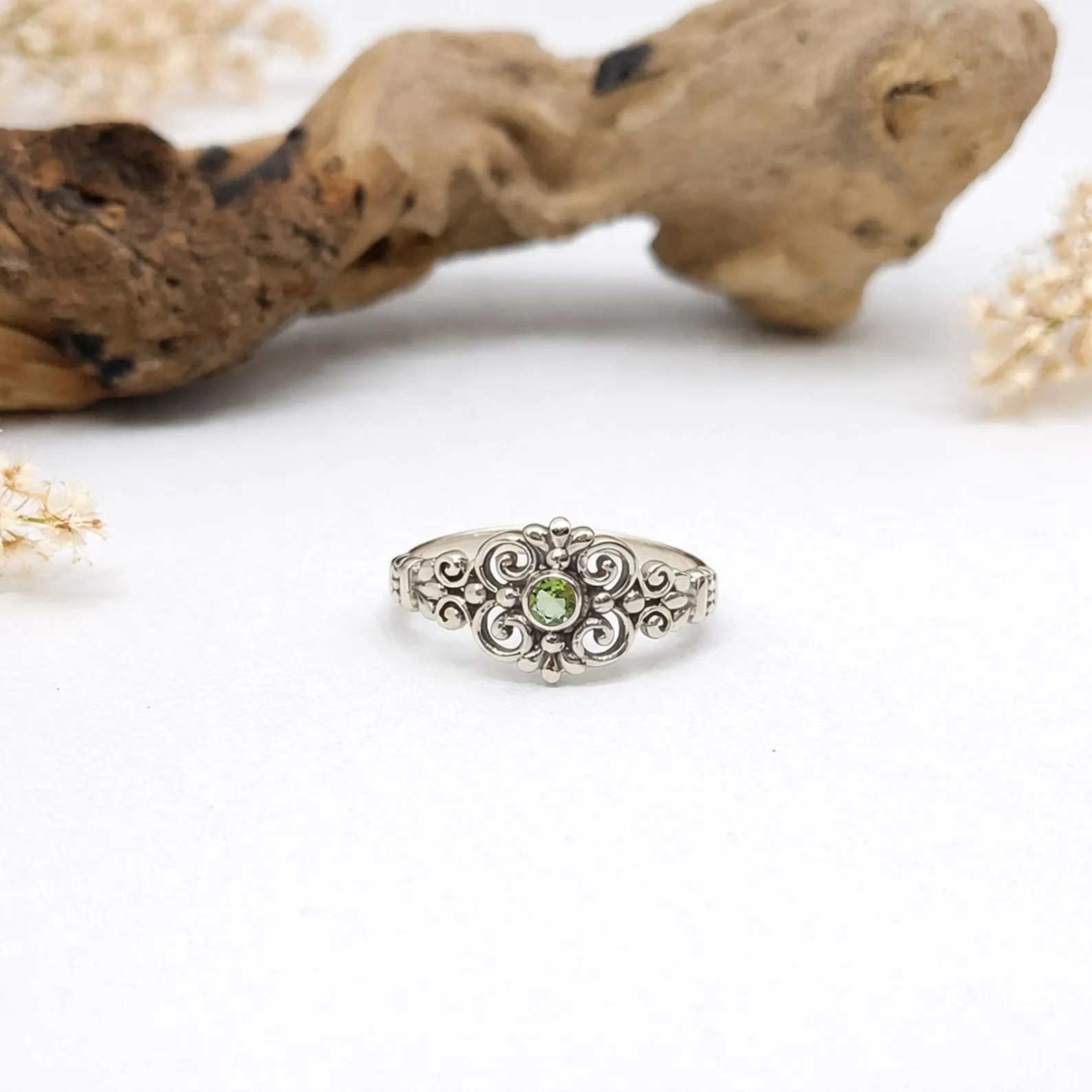 Minimal Bohemian Silver Ring Styling Aesthetic Handmade 925 sterling silver filigree ring with intricate openwork boho design