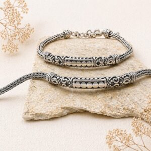 Layered braided bracelet styling for modern look