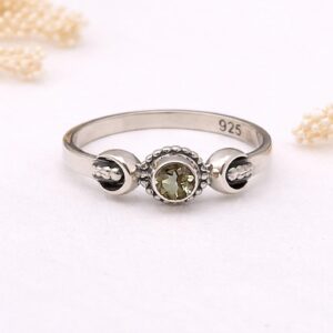 Detailed moon and star sterling silver ring artisan craftsmanship