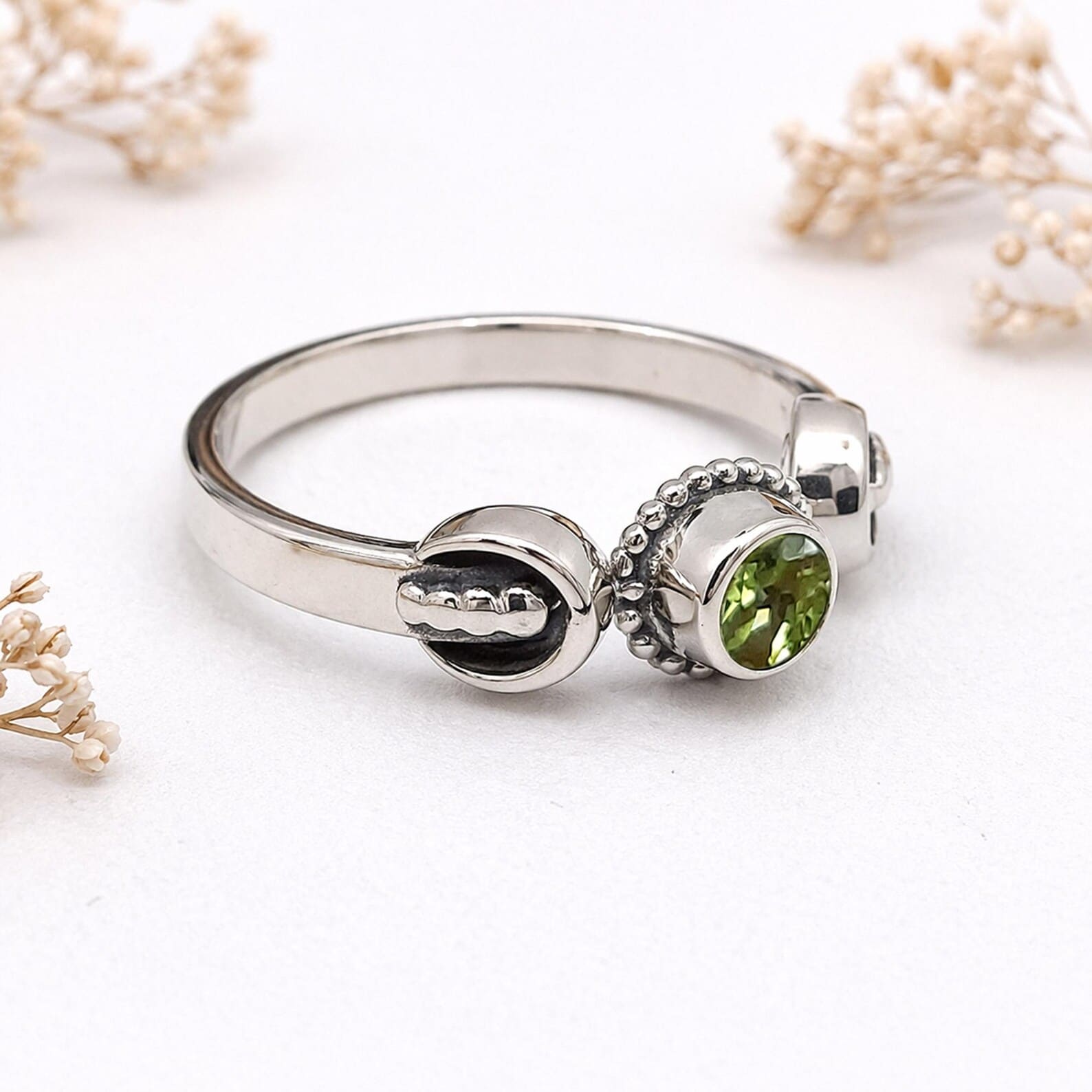 Elegant Celestial Statement Ring Close Macro View Statement celestial silver ring for women close-up macro detail