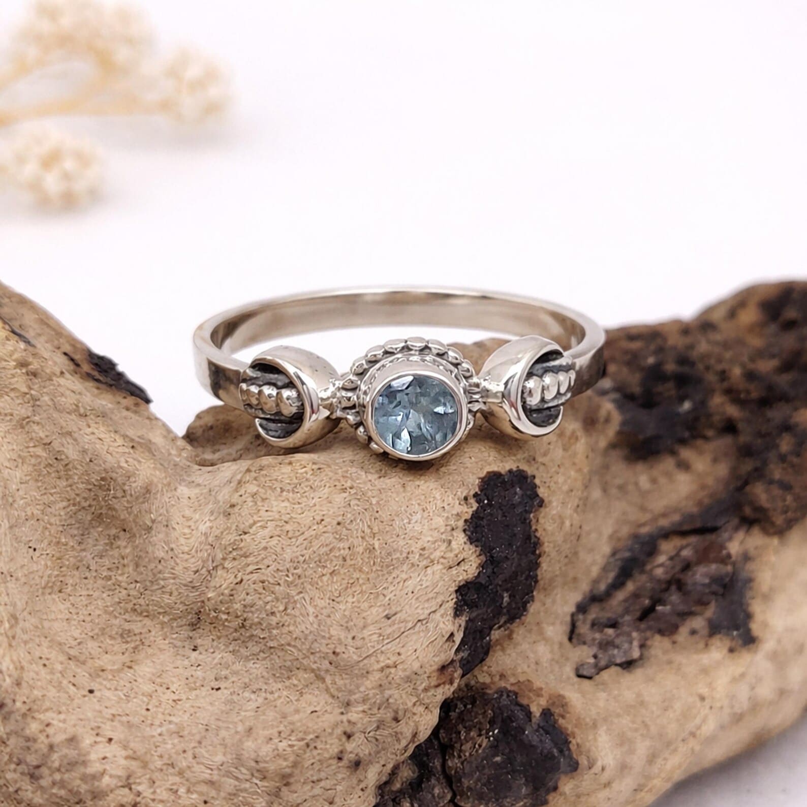 Artisan Handmade Silver Ring Cosmic Design Detail Cosmic nature inspired sterling silver ring handcrafted Bali jewelry