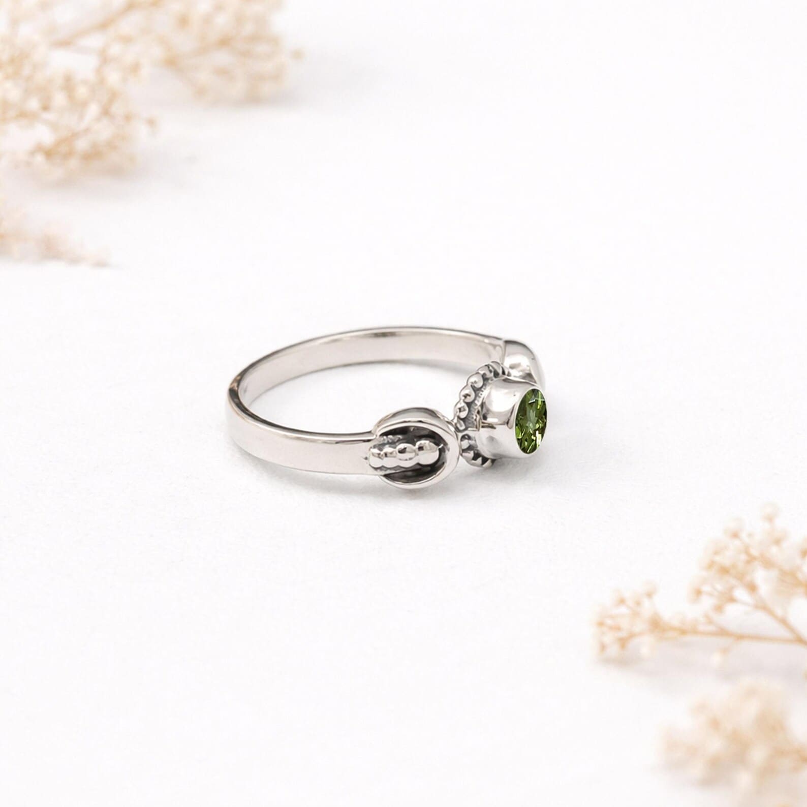 Minimal Moon Silver Ring Styling Aesthetic Shot Elegant boho moon inspired silver ring worn on hand lifestyle shot
